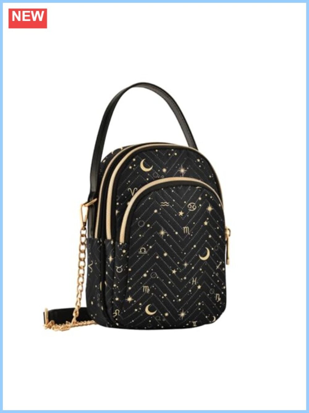 Small Quilted Crossbody Bag for Women Polyester Detachable Chain Strap Purse